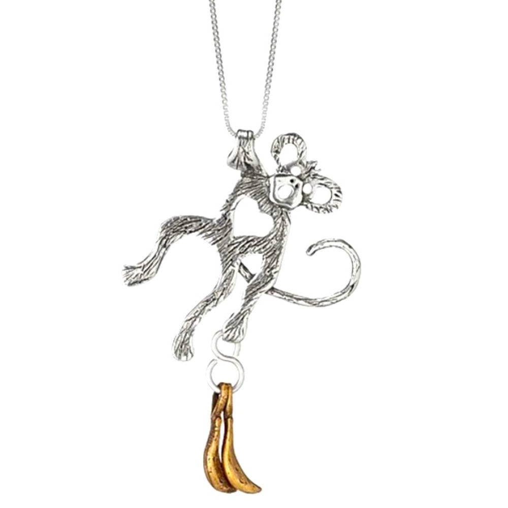 Silver monkey necklace